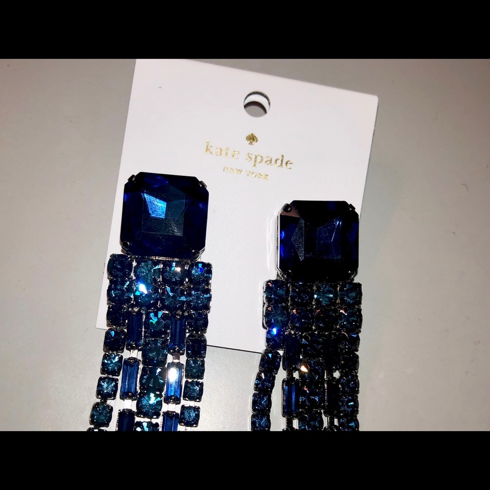 Kate spade blue crystal fringe earrings